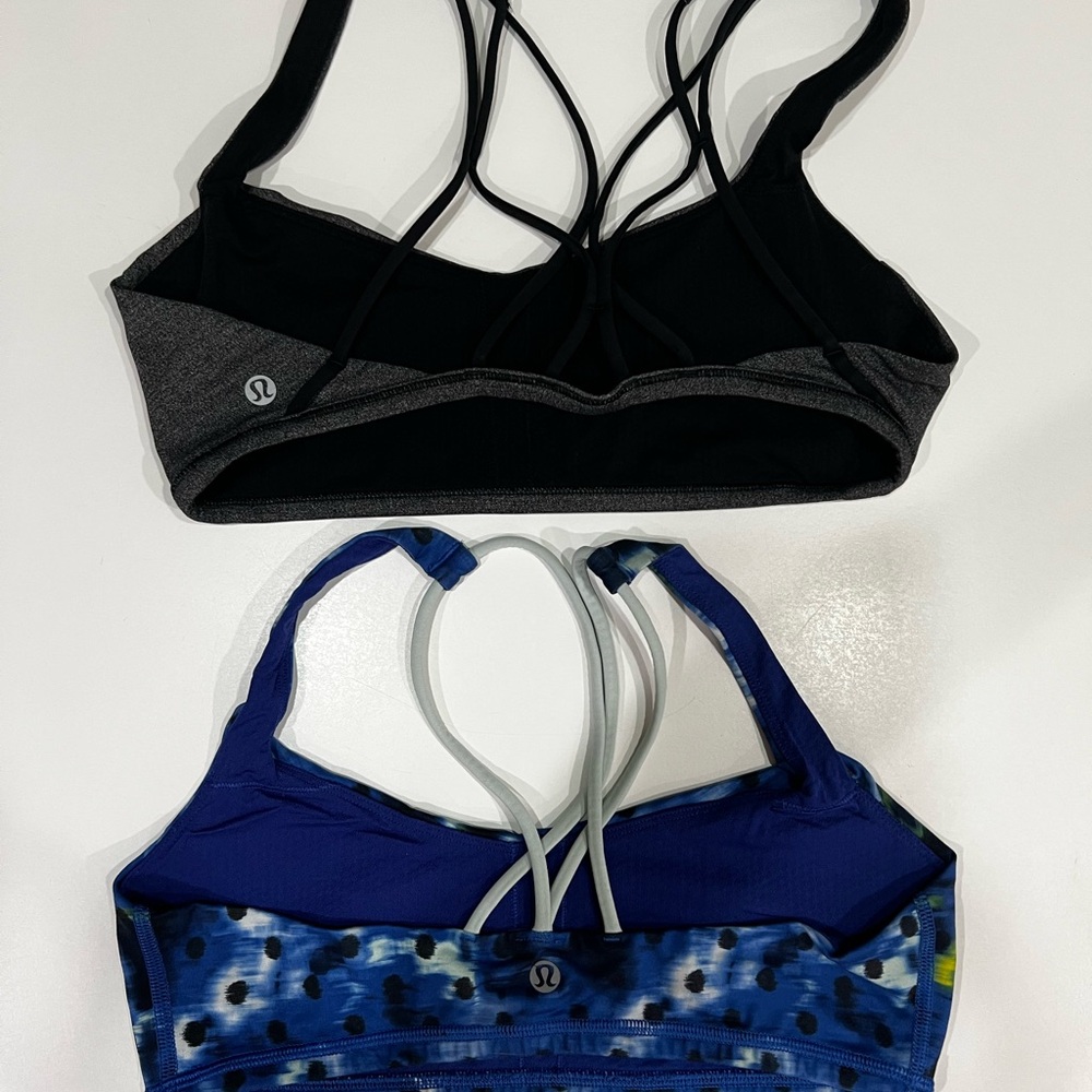 Bundle of 2-Lululemon Gray, Mix Blue, yellow & white designs SporBras (S)
